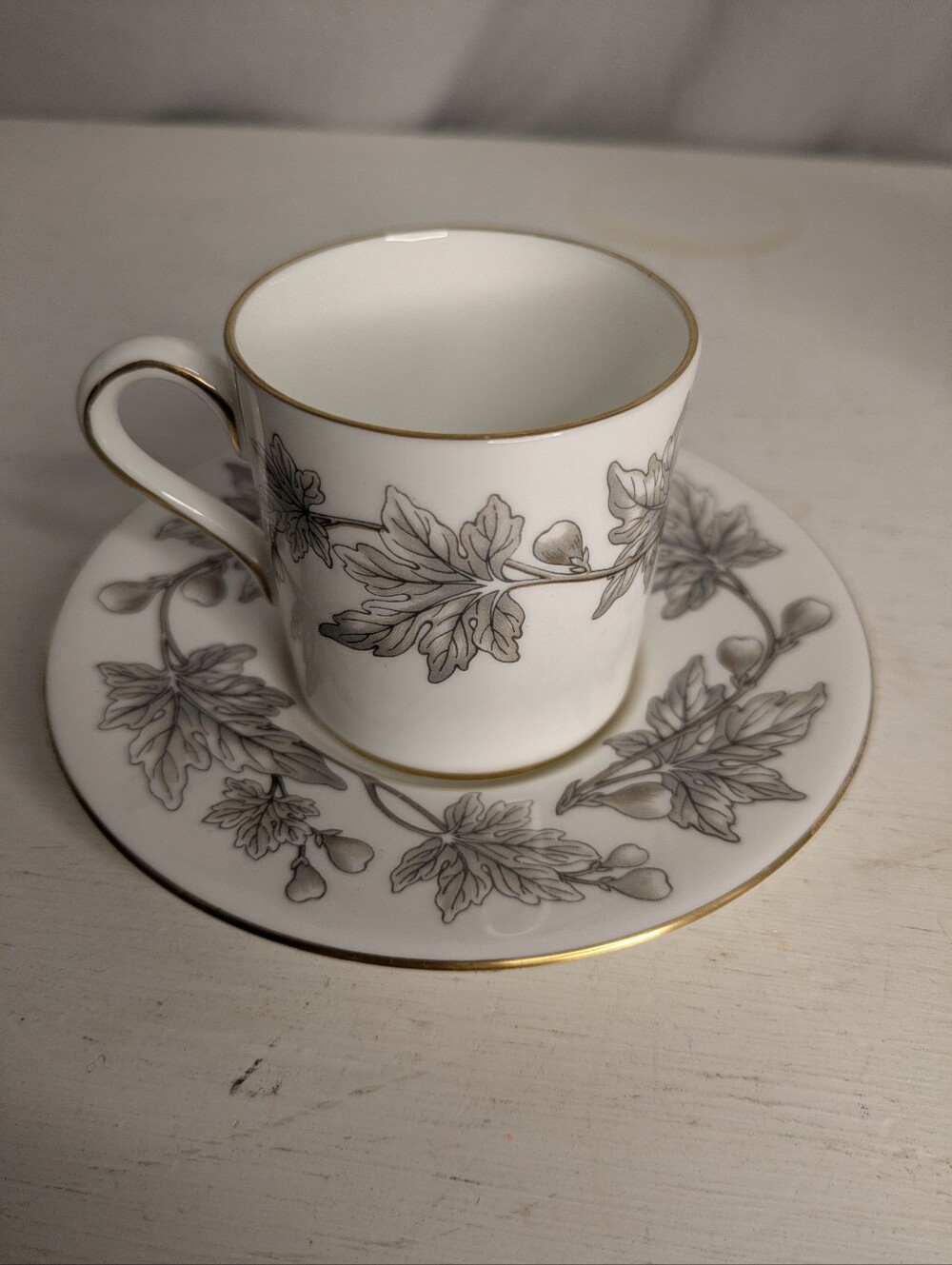 Vintage Wedgwood Ashford Grey Demitasse Cup And Saucer Bone China England
